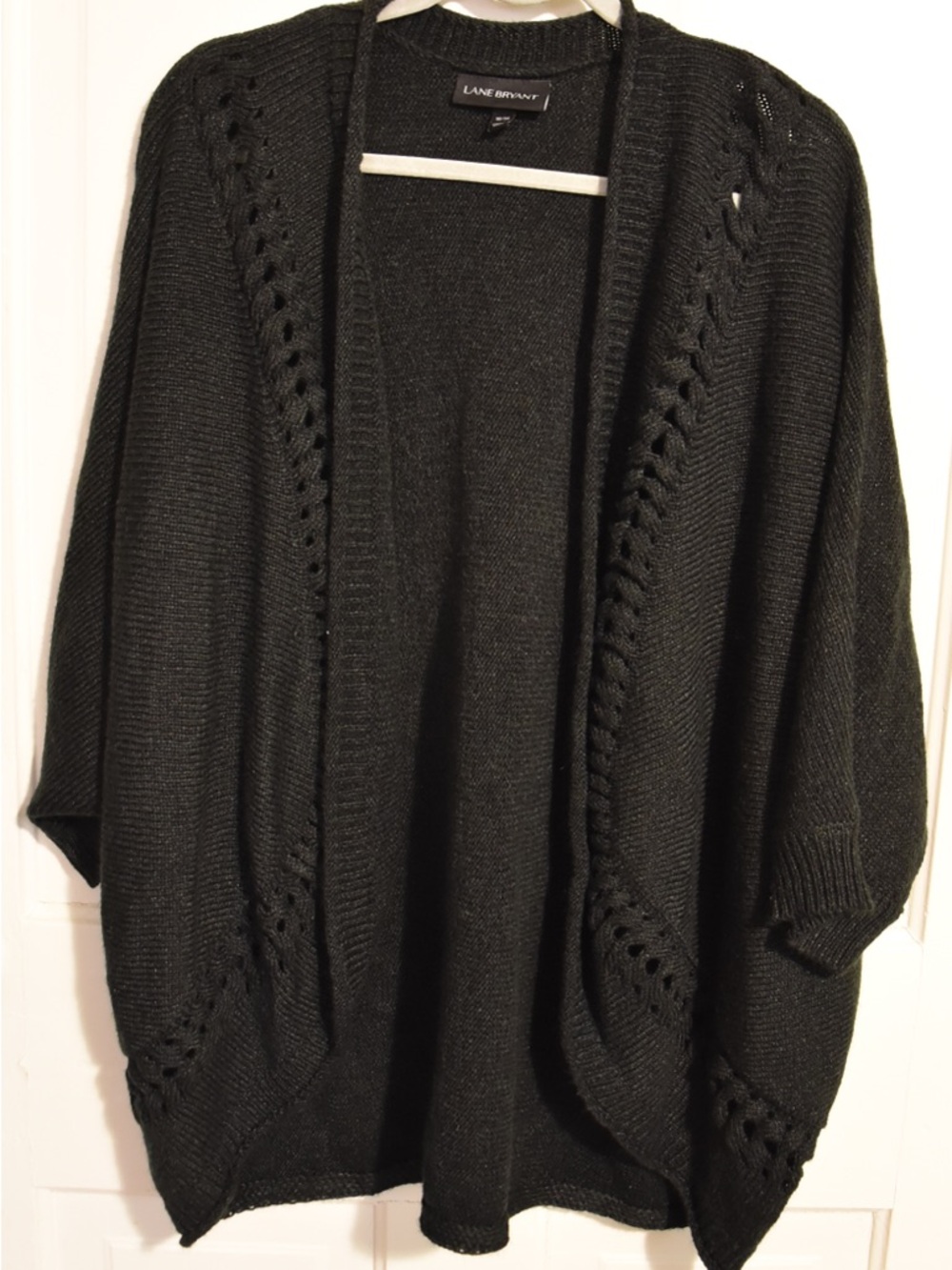 NWOT Lane Bryant Green Open-Front Crochet-Trim Cardigan
